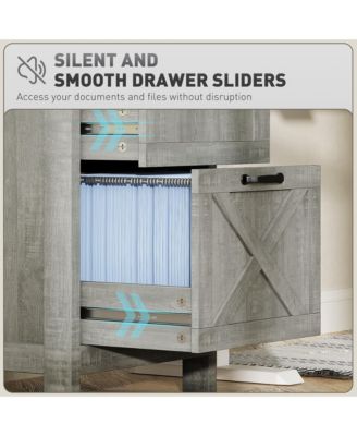   Drawer Vertical File Cabinet, Rustic Farmhouse Filing Cabinet with Barn Doors for Letter Size, Printer Stand with Storage for Office