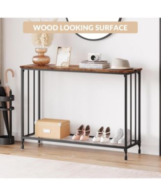 2-Tier Industrial Console Table with Shelves, Narrow Sofa Table for Entryway, Foyer, Bedroom, Living Room, Retro, 41.3"x11.8"x31.8