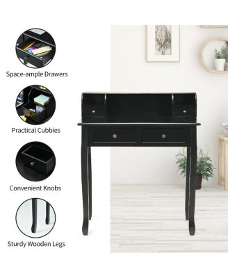 Writing Desk Vanity Computer Desk with Two Tier and Drawers