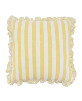 Striped Ruffle Edge Decorative Pillow, 18" x 18"