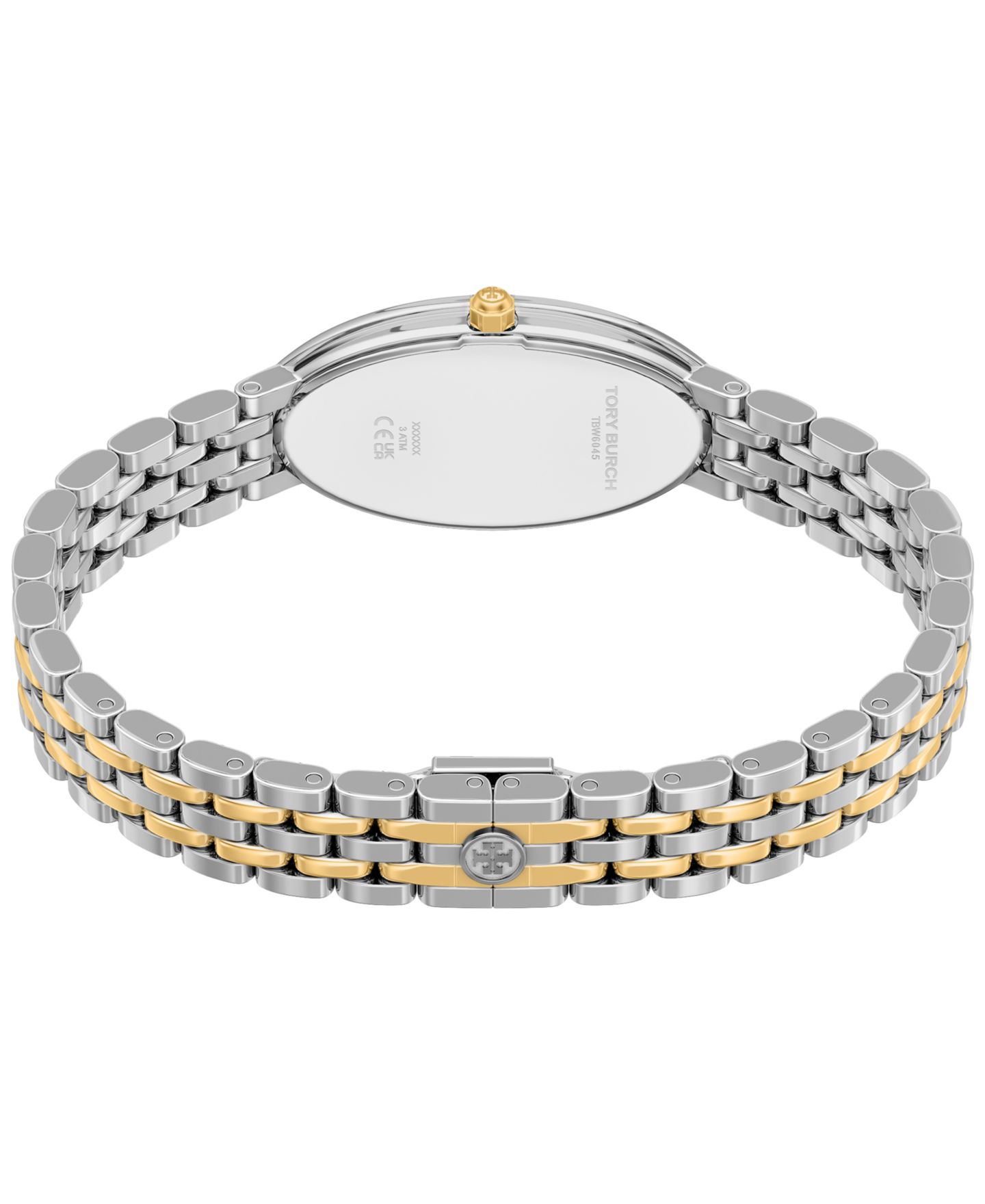 Женские часы Tory Burch The Oval Elongated Quartz Two-Hand Two-Tone Stainless Steel Watch, 22mm — фото 5