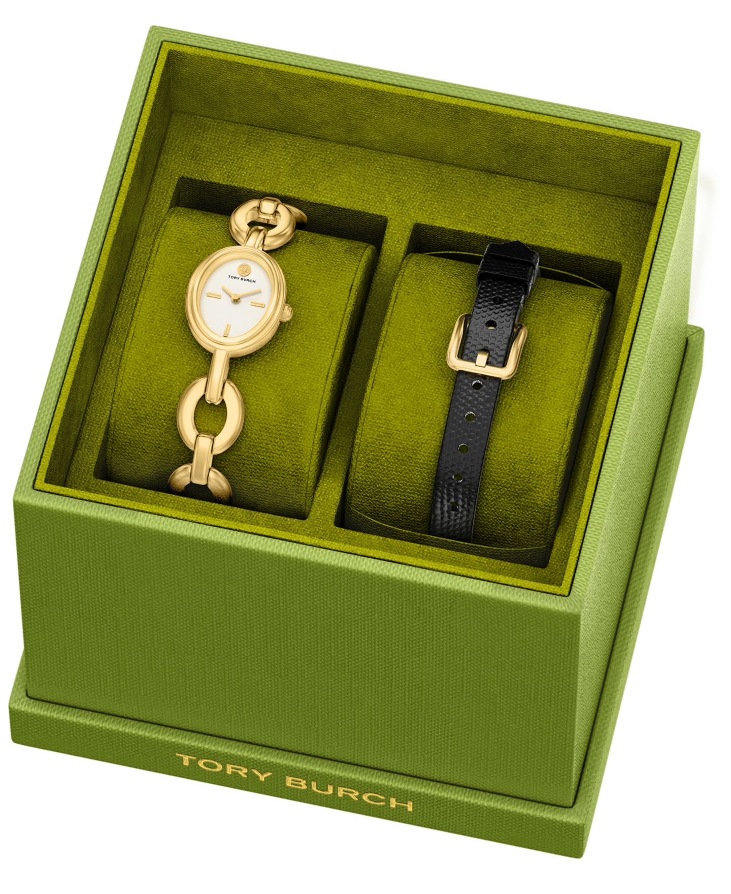 Женские часы Tory Burch The Oval Small Gift Set Quartz Two-Hand Gold Stainless Steel Watch, 22mm — фото 7