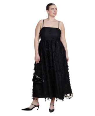 Women's Plus Size Floral Applique Dress