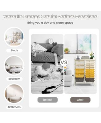 Fifteen Drawer Utility Rolling Storage Cart for Multi Use