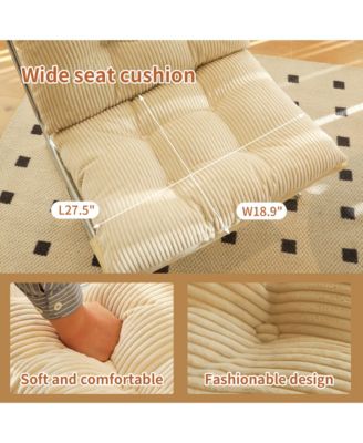 Modern Accent Chair, Upholstered Reading Chair with Metal Chrome Frame, Comfy Living Room Chair for Home Office, Bedroom