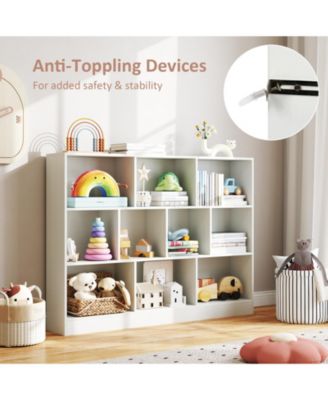 41 inches Wooden Toy Storage Organizer with 10 Cubes for Classroom Daycare Nursery Kindergarten