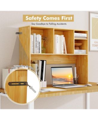 Computer Desktop Bookcase with 4 Cubbies and Open Back Compartment