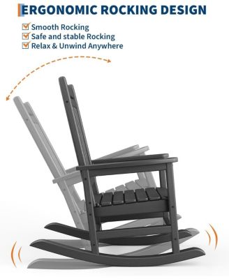 Rocking Chair Outdoor Set of 2 - HDPE Poly High Back Porch Rocker Chairs for Adults - All Weather Resistant Furniture