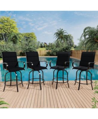 Outdoor Swivel Bar Stools Set of 2, 360degree(s) Swivel Patio Bar Height Chairs with High Back and Armrests