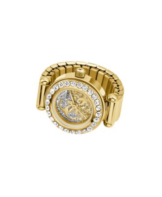 Women's Glitz Gold-Tone Stainless Steel Analog Ring Watch, 18mm
