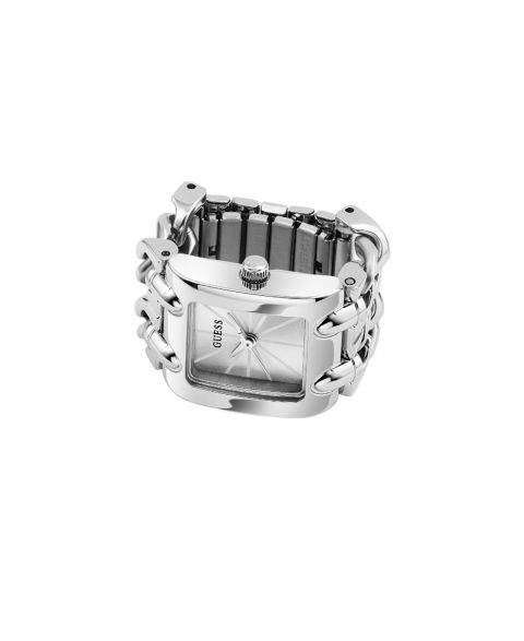 Женские часы GUESS Silver-Tone Stainless Steel Analog Ring, 18mm
