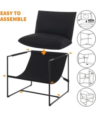 Modern Plush Sling Accent Chair with Shredded Foam Upholstery and Sturdy Metal Frame, Comfy Lounge Chair for Home