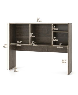 Computer Desktop Bookcase with 4 Cubbies and Open Back Compartment