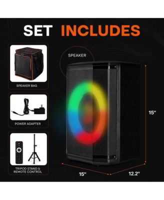 8 True Wireless Stereo Speaker System with LED Lights and Tripod Stand (PPHP868STBG)