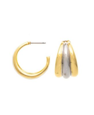 Two-Tone Polished Hoop Earrings