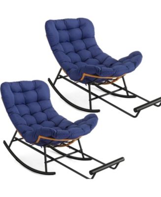 gaomon 2-Pack Papasan Rocking Chair with Footrest, Oversized Rattan ...