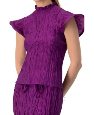 Women's Straight Blouse with Ruffle Short Sleeves