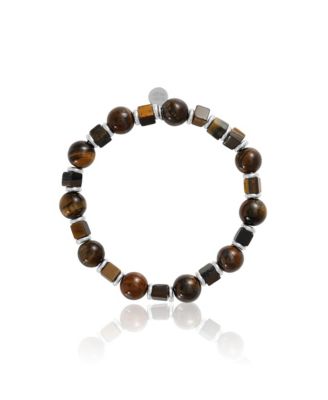 Men s Tiger Eye & Hematite Beaded Stretch Bracelet