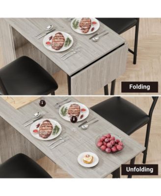 3-Piece Counter Height Dining Set for 2, Extendable Table with Shelves & 2 Cushioned Chairs, Space-Saver for Small Areas