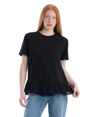 Women's Short Sleeve Mixed Media Tee