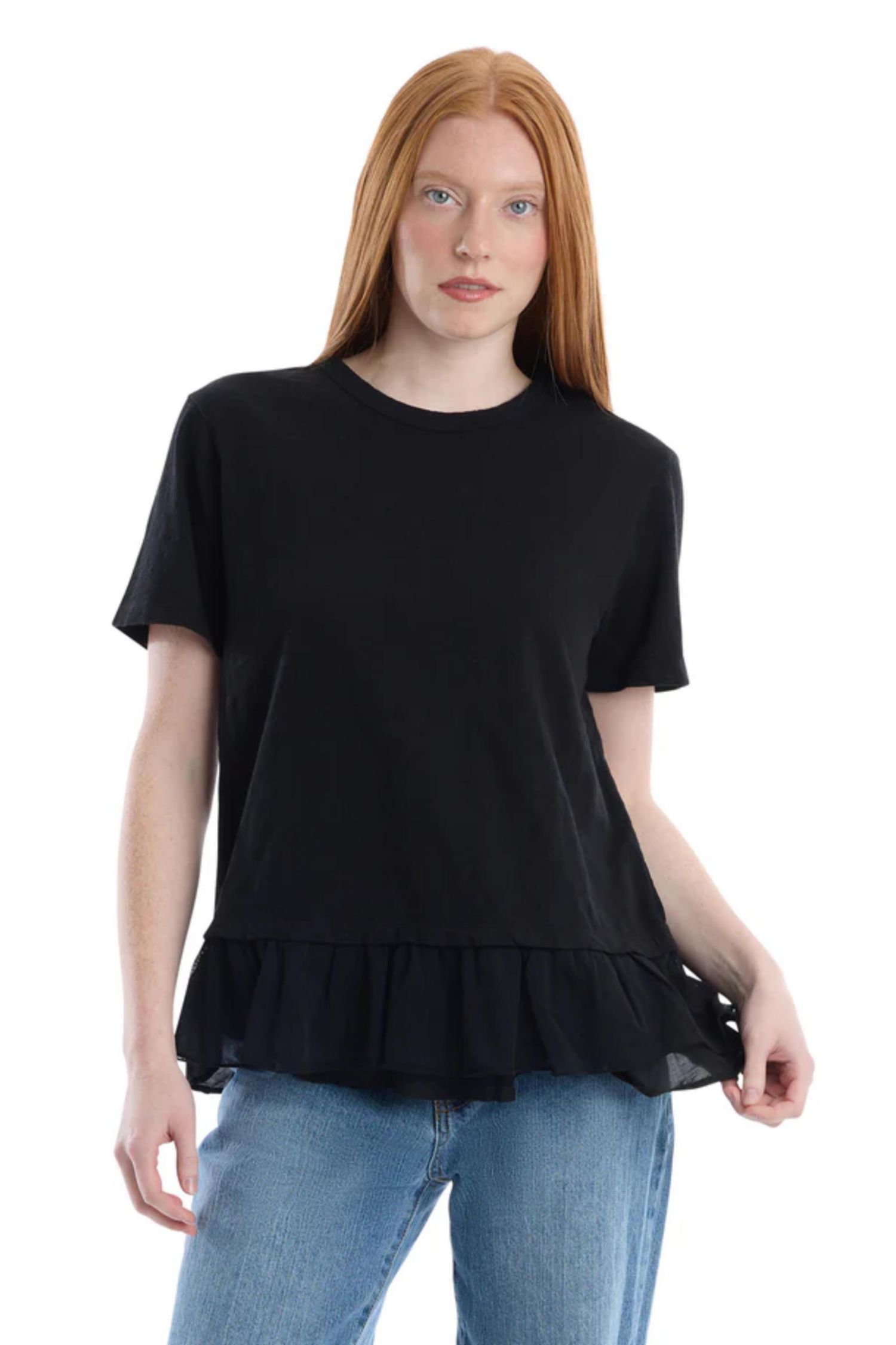Women's Short Sleeve Mixed Media Tee