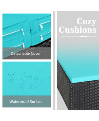 Rattan Patio Daybed Loveseat Sofa Yard Outdoor w/ Cushions Pillows