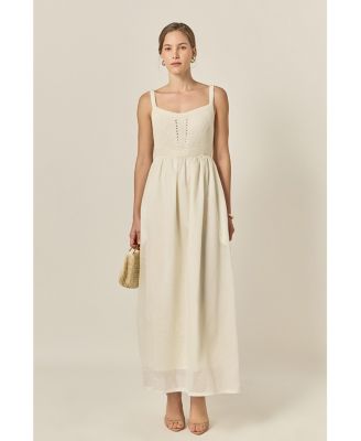 Women's Mixed Media Sleeveless Midi Dress