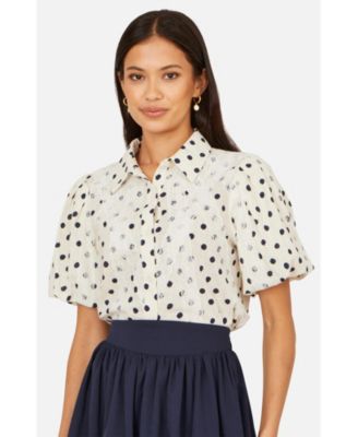 Women's Polka Dot Lace Boxy Shirt