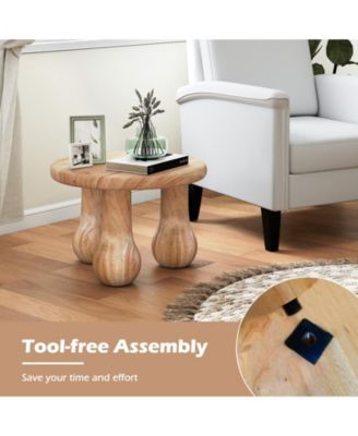 24" Small Solid Mahogany Wood Coffee Table with Thickened Top and Column Legs