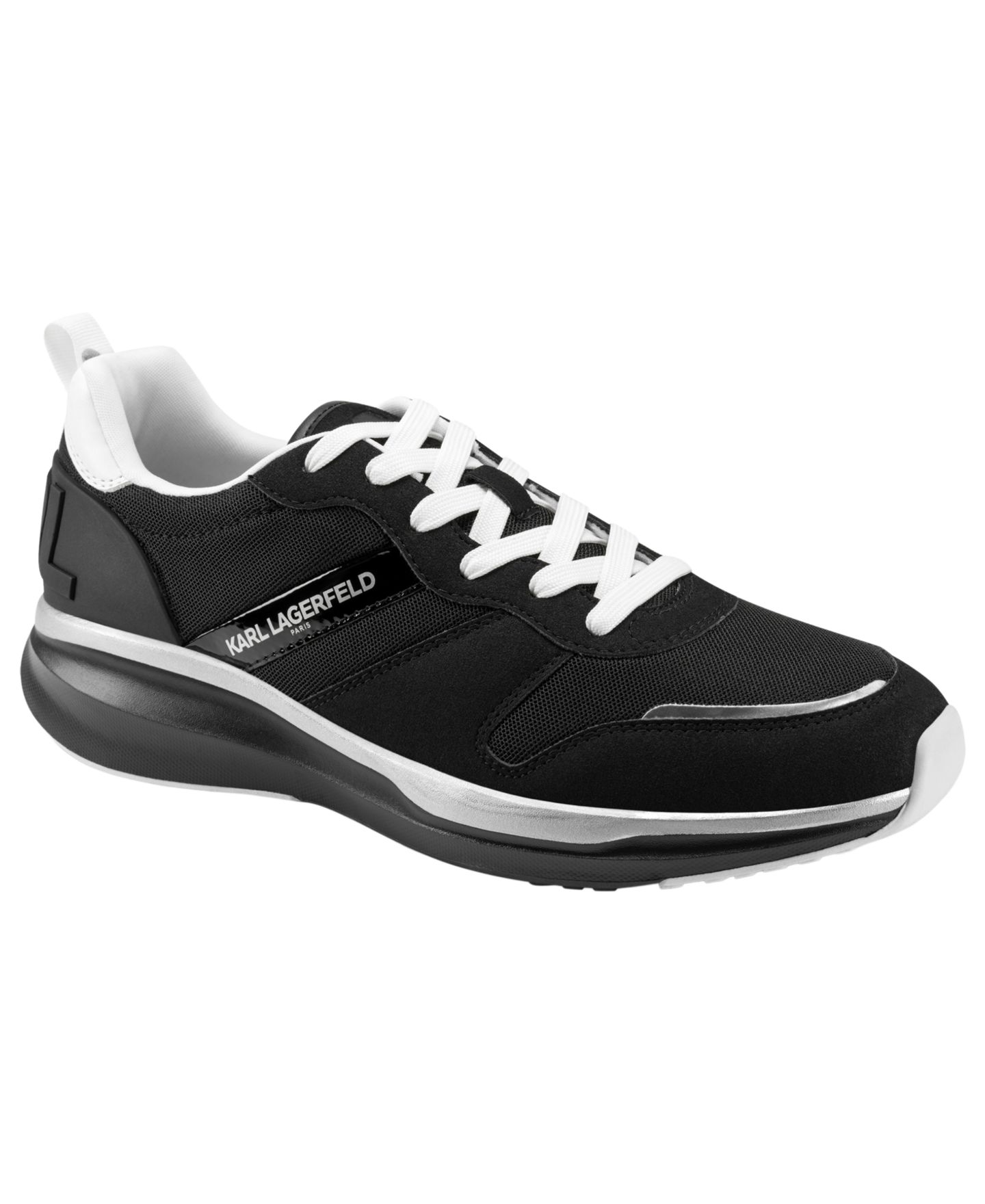 Мужские кроссовки KARL LAGERFELD PARIS Karl Lagerfeld Lace-Up Runner Logo, цвет: Чёрный — фото 1