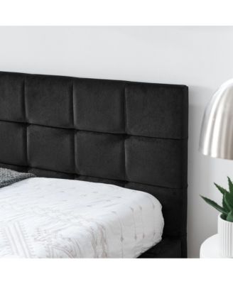 Full Size Velvet Upholstered Daybed Black Mid Century Backrest Armrest Eucalyptus Wood