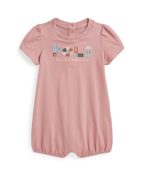 Комбинезон для малышек Polo Ralph Lauren Patchwork-Logo Bubble, цвет: Розовый