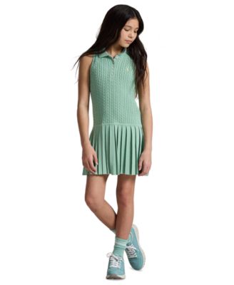 Girls' 7-16 Mini-Cable Polo Collar Dress