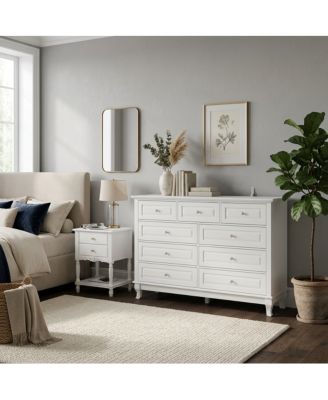 Modern 9 Drawer Dressing Table and 2 Drawer Bedside Table, Chest and Nightstand