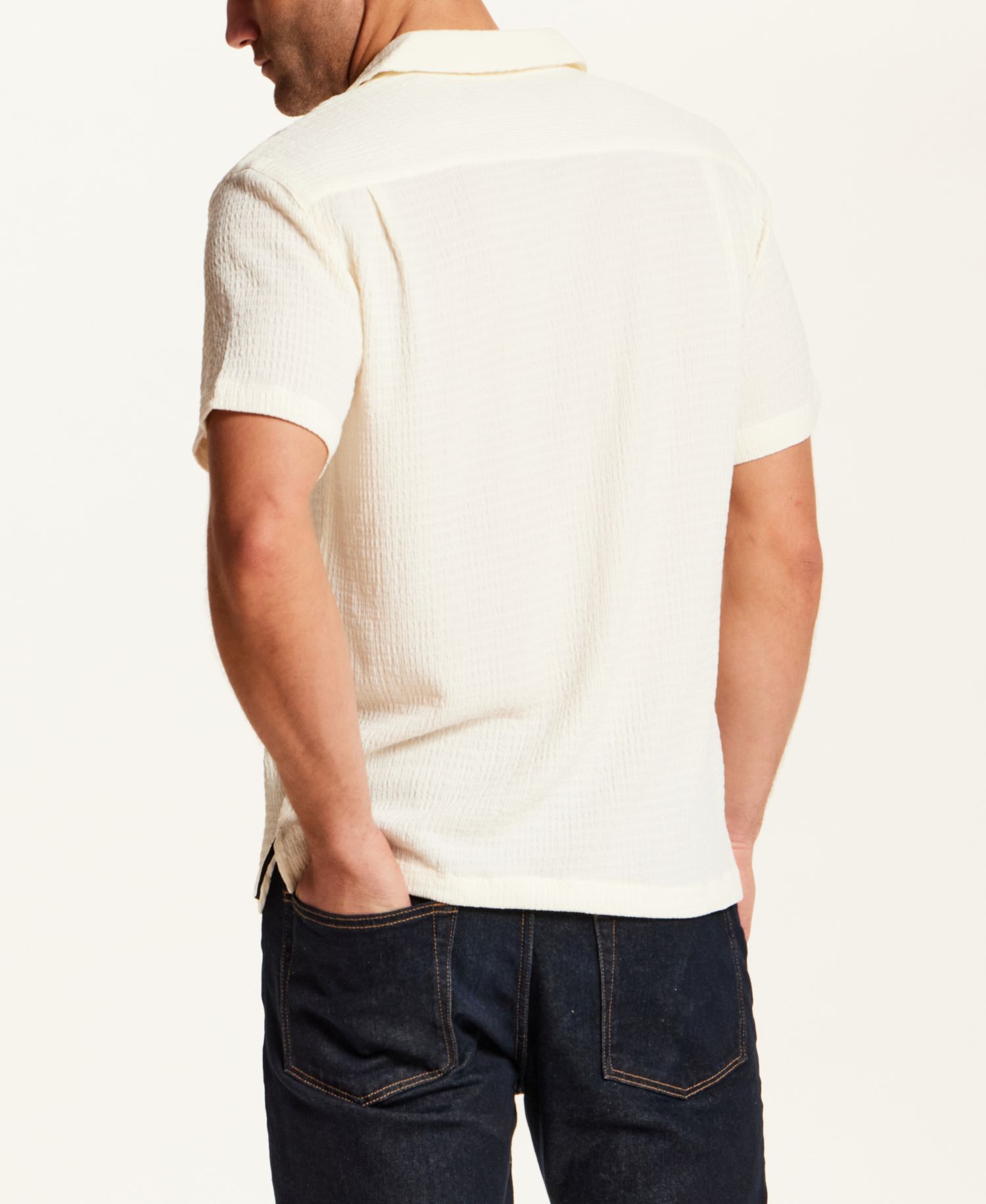 Men's Crinkle Texture Camp Collar Shirt