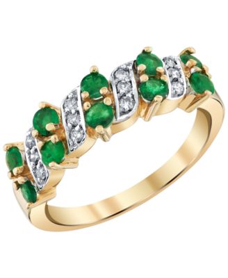 Emerald (3/4 ct. t.w.) & Diamond (1/8 ct. t.w.) Ring in 14k Yellow Gold