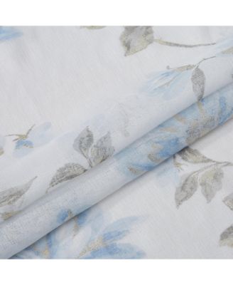 Jacqueline 2-Pack Linen Textured Metallic Light Filtering Grommet Curtain Panel Pair 38" x 84" - Blue and Gold Metallic