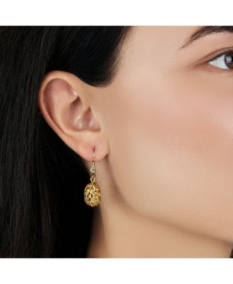 Filigree Bead Crystal Drop Wire Earrings