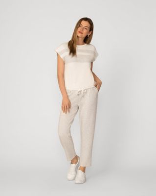 Women's Stripe Drawstring Top and Jogger Set