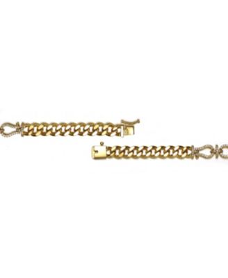 Radiant 14K Gold Plated CZ Pave Knot Curb Chain Bracelet
