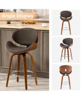 Swivel Bar Stools Set of 3, 26 Inches Mid-Century Modern Counter Height Bar Stools