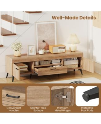 TV Stand with Two Cabinets and Drawer for 65 in TVs