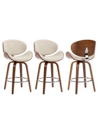 Swivel Bar Stools Set of 3, 26 Inches Mid-Century Modern Counter Height Bar Stools