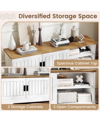 Farmhouse TV Stand for TVs up to 65 in with Sliding Doors