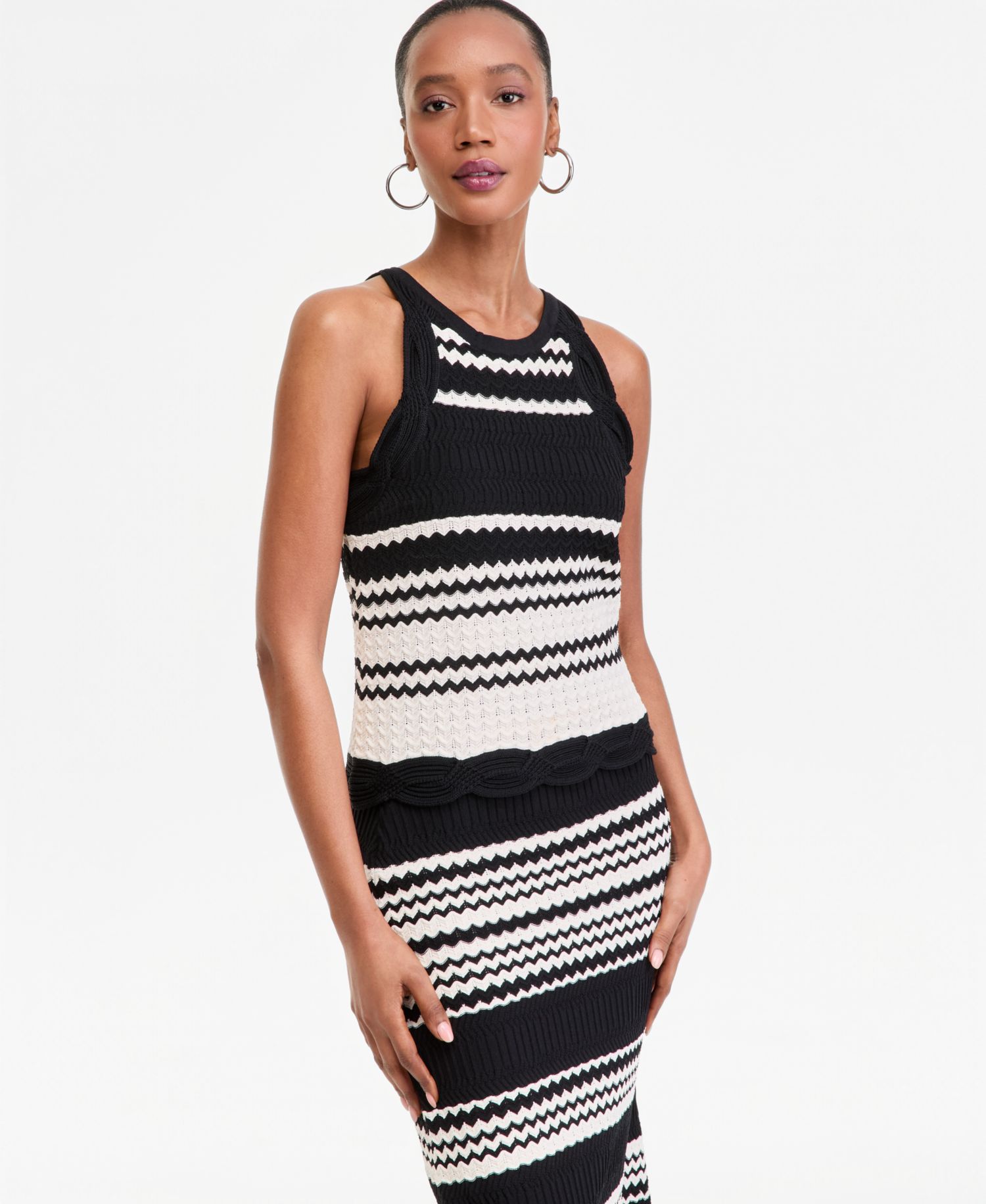 Women's Stripe Crochet Sleeveless Top
