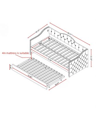 Twin Size Velvet Upholstered Daybed With Trundle 2 USB Charging  Sturdy Wood Slats