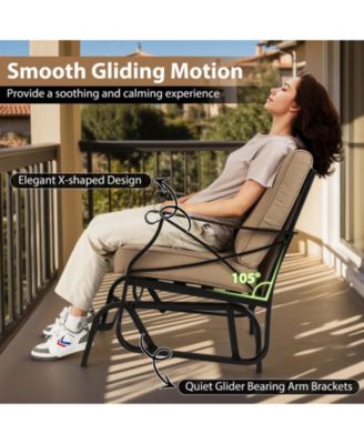 Patio Glider Rocking Chair with Metal Frame and Cushions
