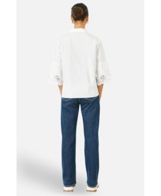 Women's Cotton Lace Border Shirt