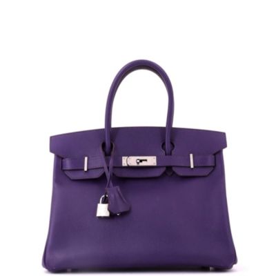 Birkin 30 Handbag Purple Epsom with Palladium Hardware