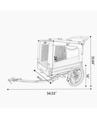 Extra Large 2-in-1 Bike Trailer and Push Cart for Pets with Detachable Hitch, Beige